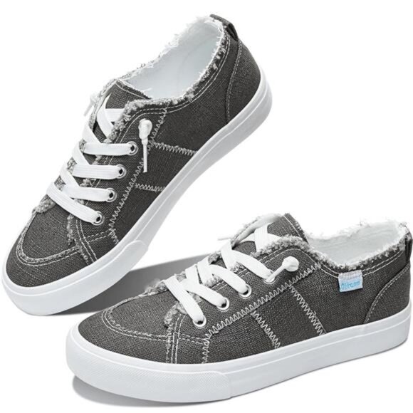 Women's Play Fashion Sneaker White Color Washed and Leopard Canvas Slip - Picture 1 of 6